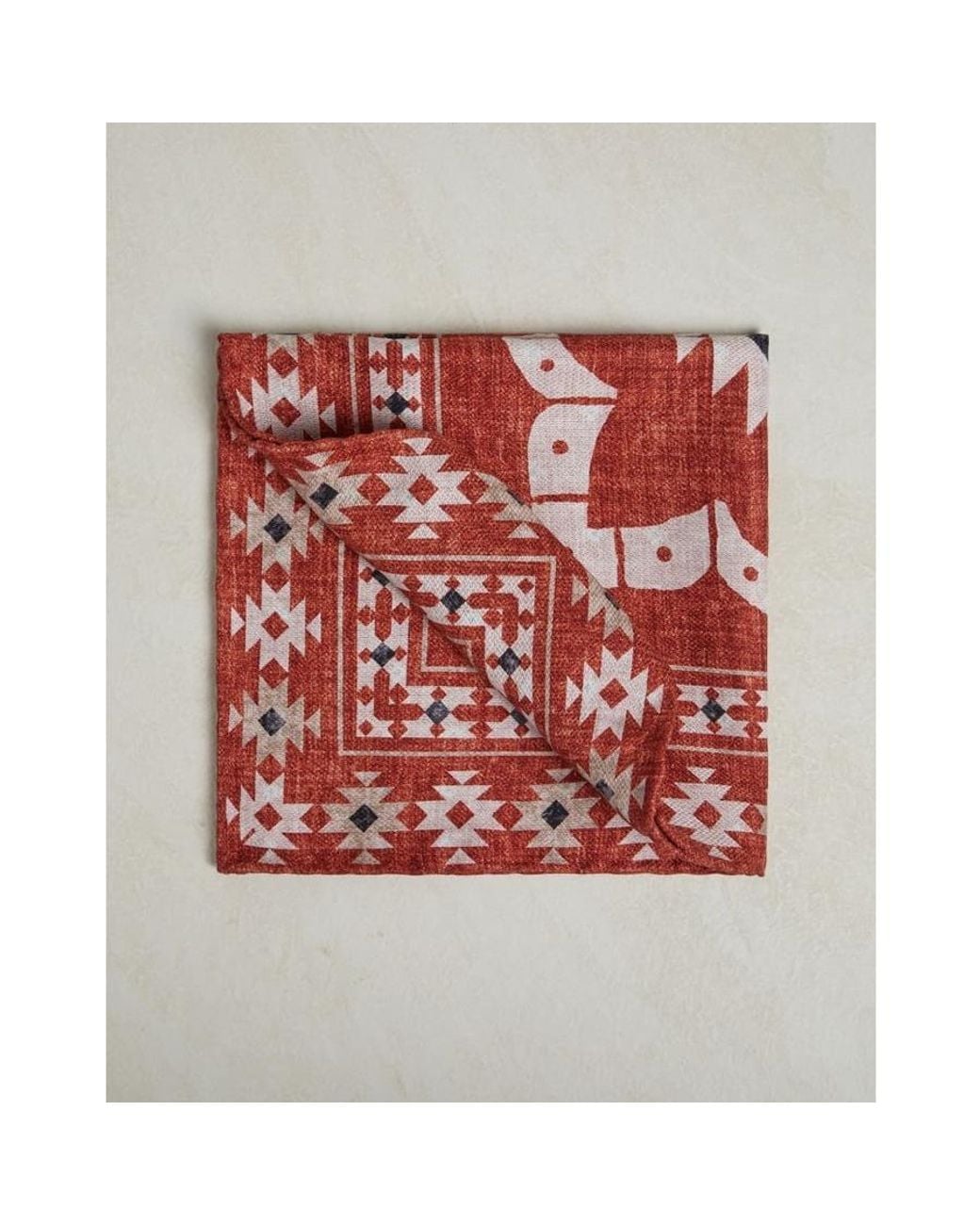 Brunello Cucinelli Red Silk Pocket Square for men