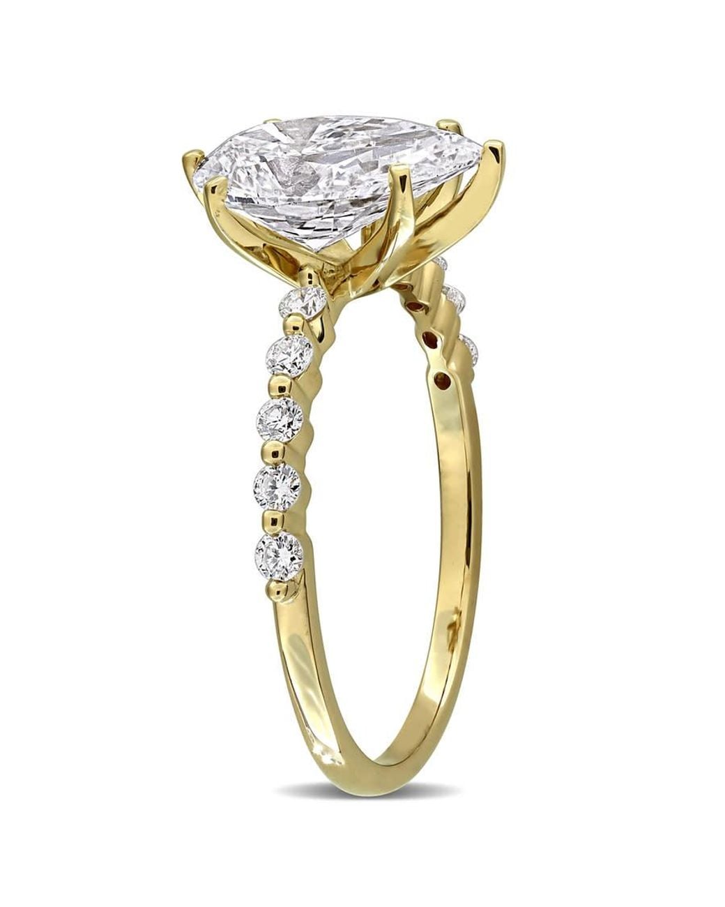 Created Forever Metallic 2 1/4Ct Tw Pear And Round-Cut Lab Grown Diamond Engagement Ring for men