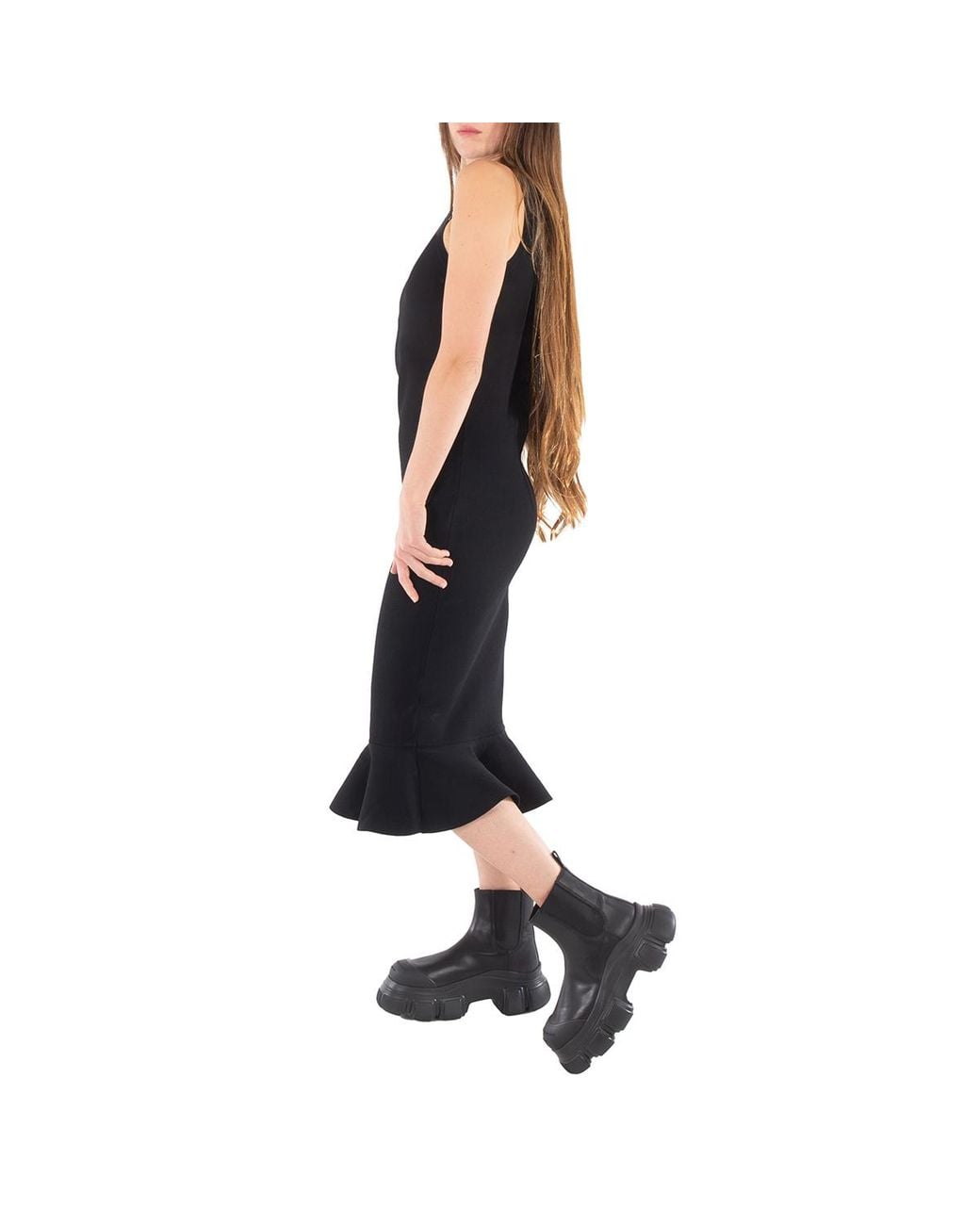 J.W. Anderson Black Ruffled Hem Sleeveless Midi Dress