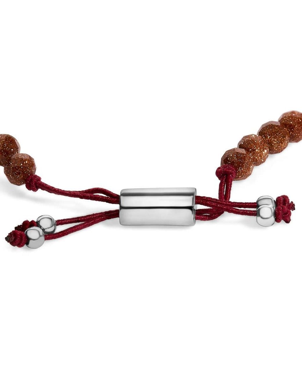 Haus of Brilliance Brown Sterling Sand Bead Station Bracelet Bolo for men