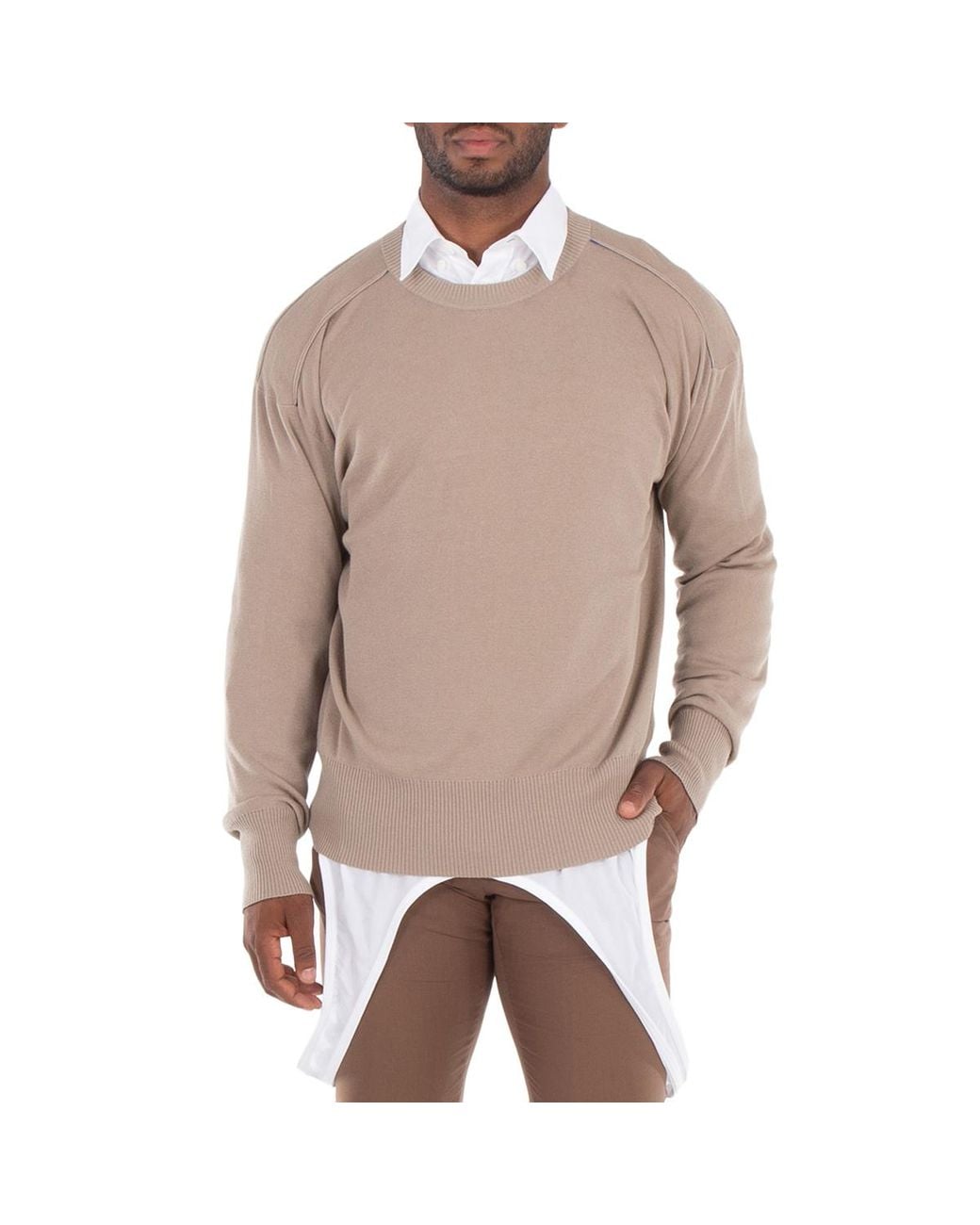 Burberry Natural Crewneck Wool Jumper for men