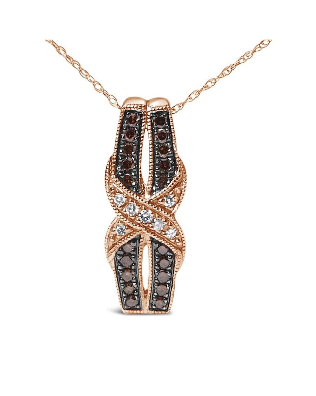 Haus of Brilliance Metallic 10K Rose 1/4 Cttw And Chocolate Diamond Infinity Twist Pendant Necklace for men