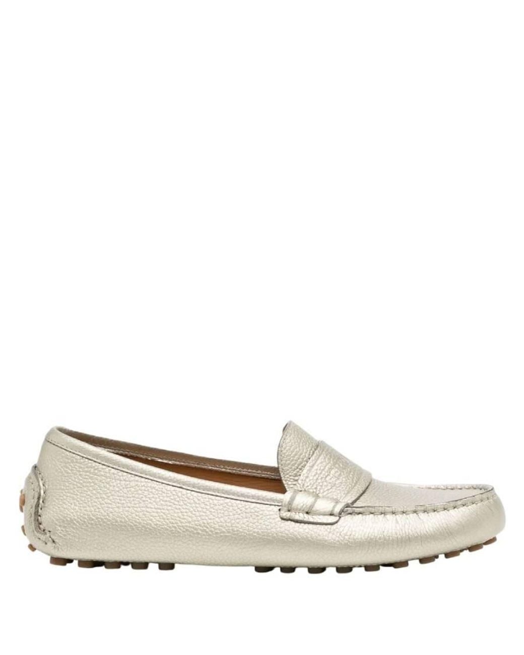 Ferragamo White Ferragamo Mantaylor Pebbled Leather Driver