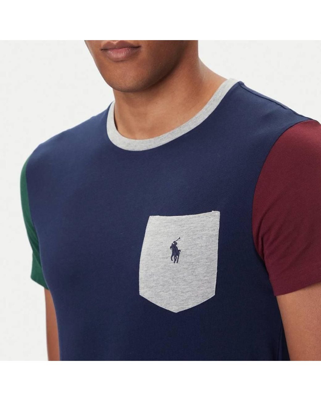 Polo Ralph Lauren Blue Color-Blocked Pocket T-Shirt for men