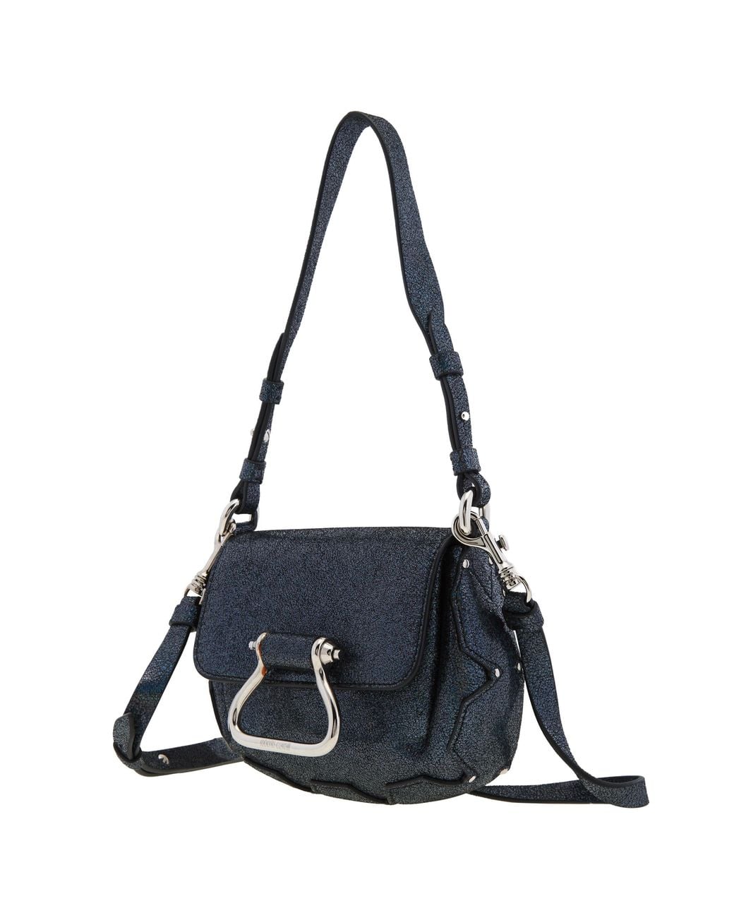 Roberto Cavalli Blue Night Leather Shoulder Bag With Horseshoe Hardware for men