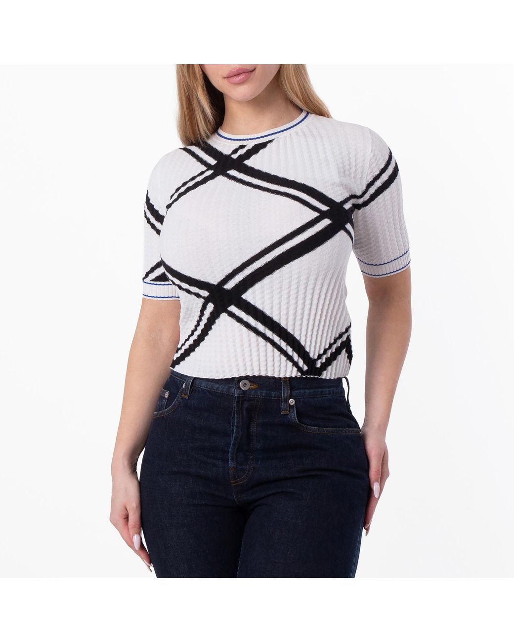 Burberry Black Crinkled Check Cotton Top
