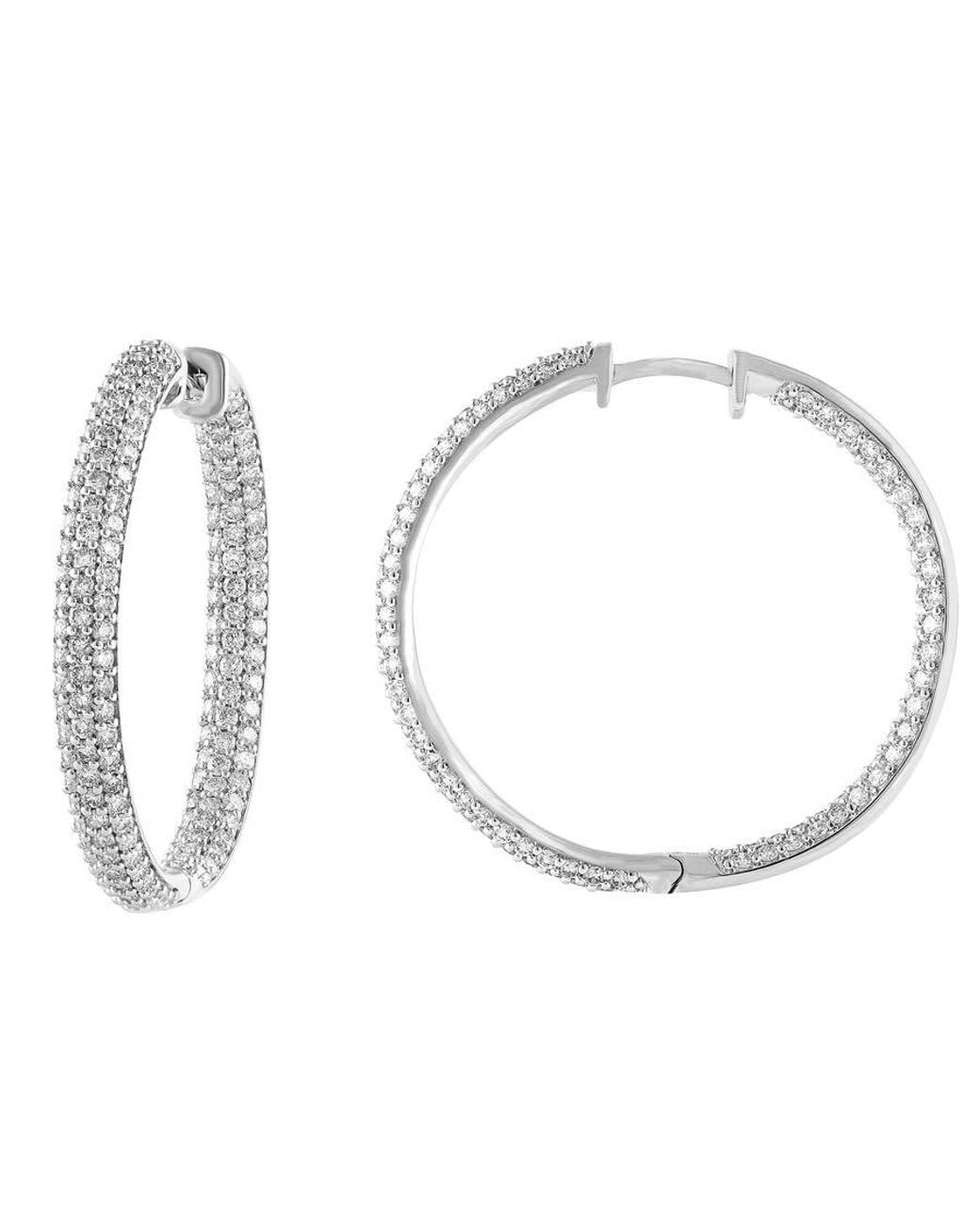 Brilliant Diamond Metallic 14Kt 3.00 Carat Lab Grown Diamond Hoop Earrings For for men
