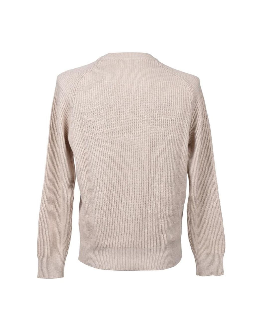 Brunello Cucinelli Gray Rope English Rib Crew Neck Sweater, Brand Size 44 (Us for men