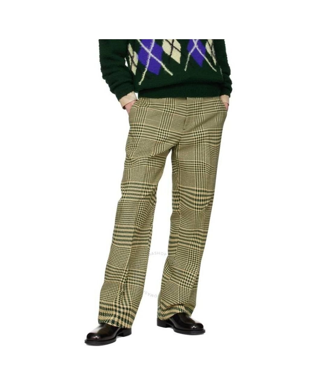 Burberry Warped Houndstooth Pattern Wool Trousers, Brand
