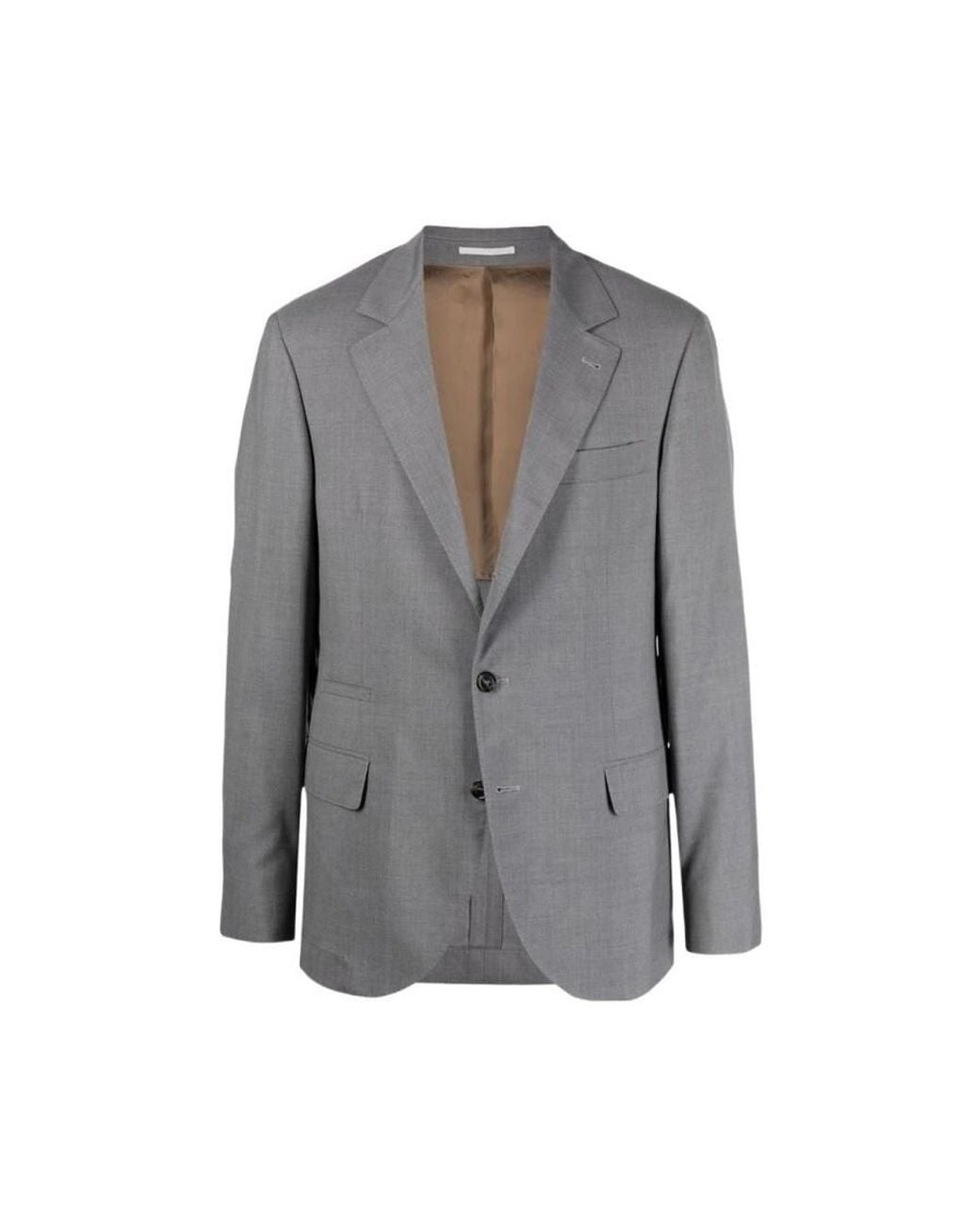 Brunello Cucinelli Gray Wool Silk Tailored Jacket, Brand Size 46 (Us for men