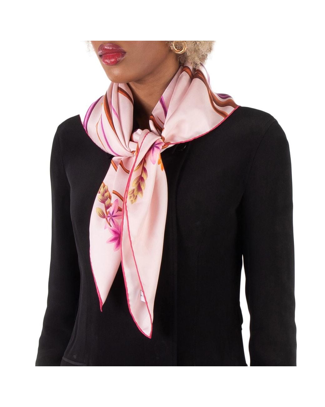 Ferragamo Black Floral Logo Printed Scarf for men