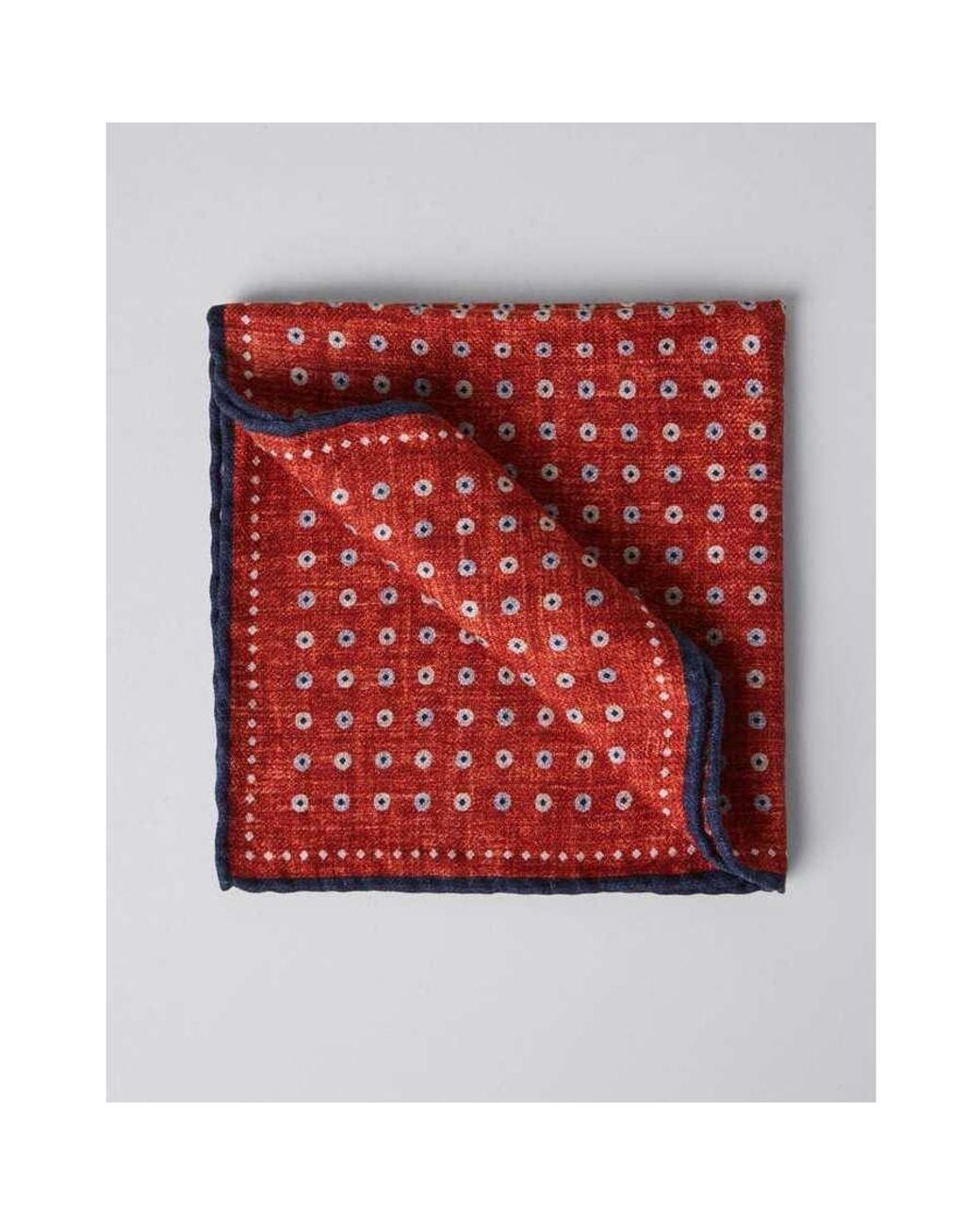 Brunello Cucinelli Red Carrot Silk Patterned Pocket Square for men