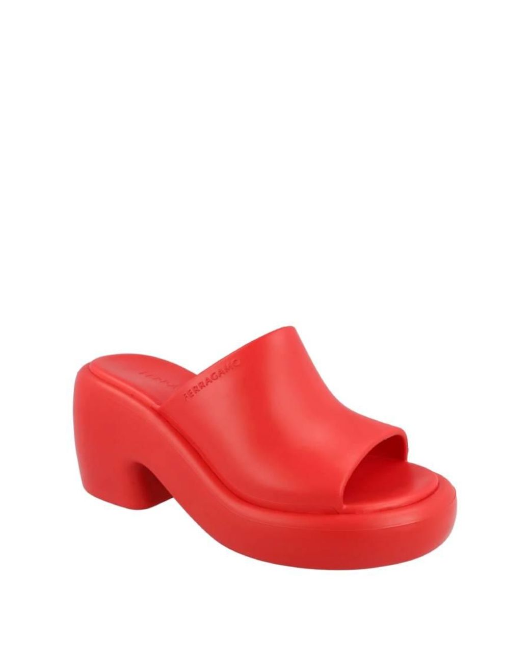 Ferragamo Red Deva Rubber Sandals