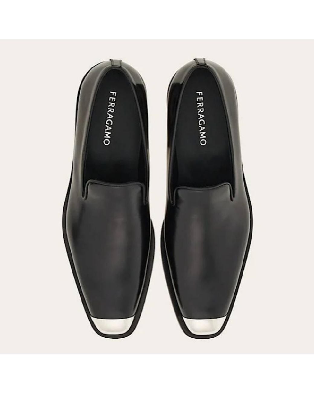 Ferragamo Black Dimitri Metal Tip Leather Loafers for men