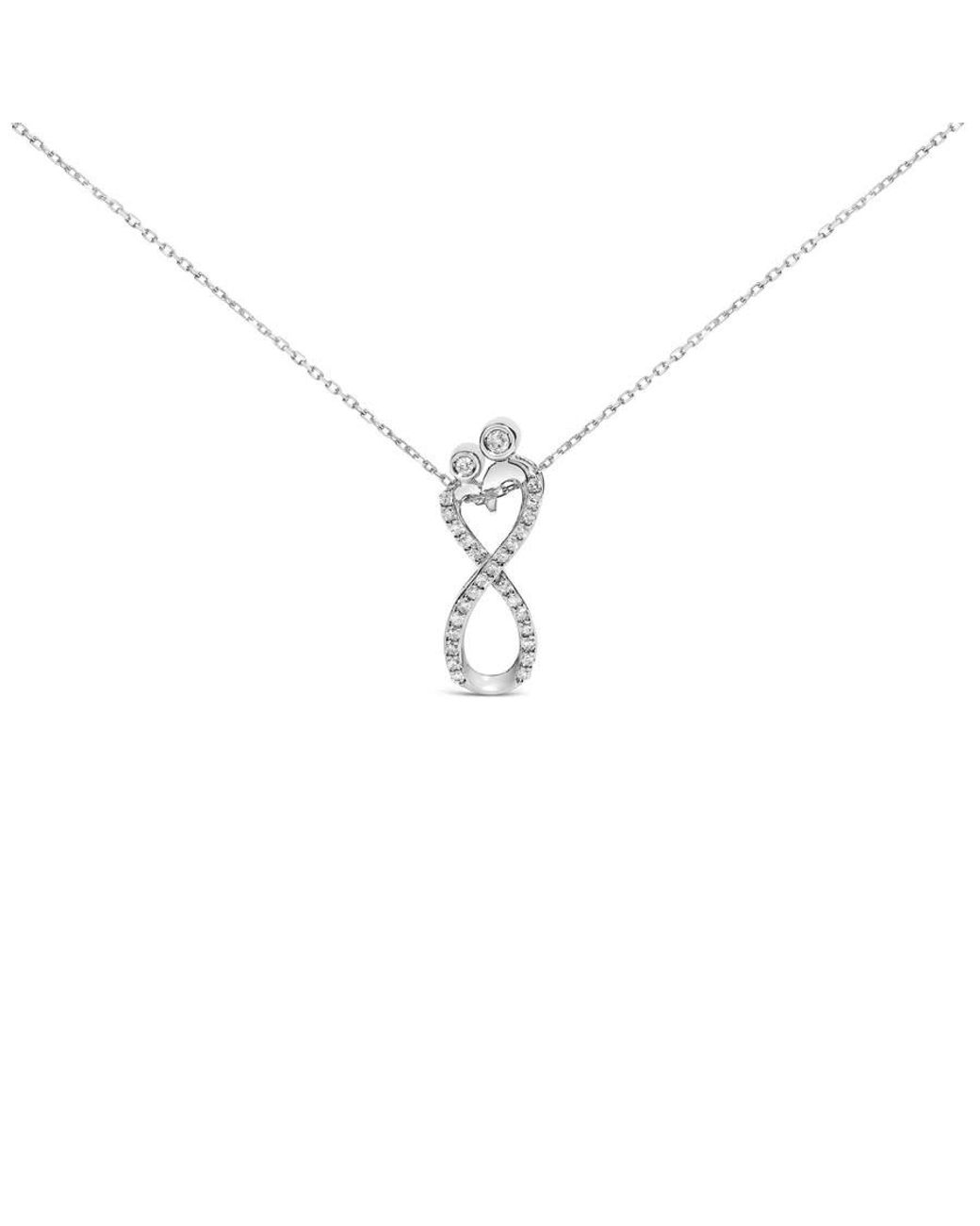 Haus of Brilliance Metallic Sterling 1/4 Cttw Diamond Infinity Motif Pendant Necklace for men