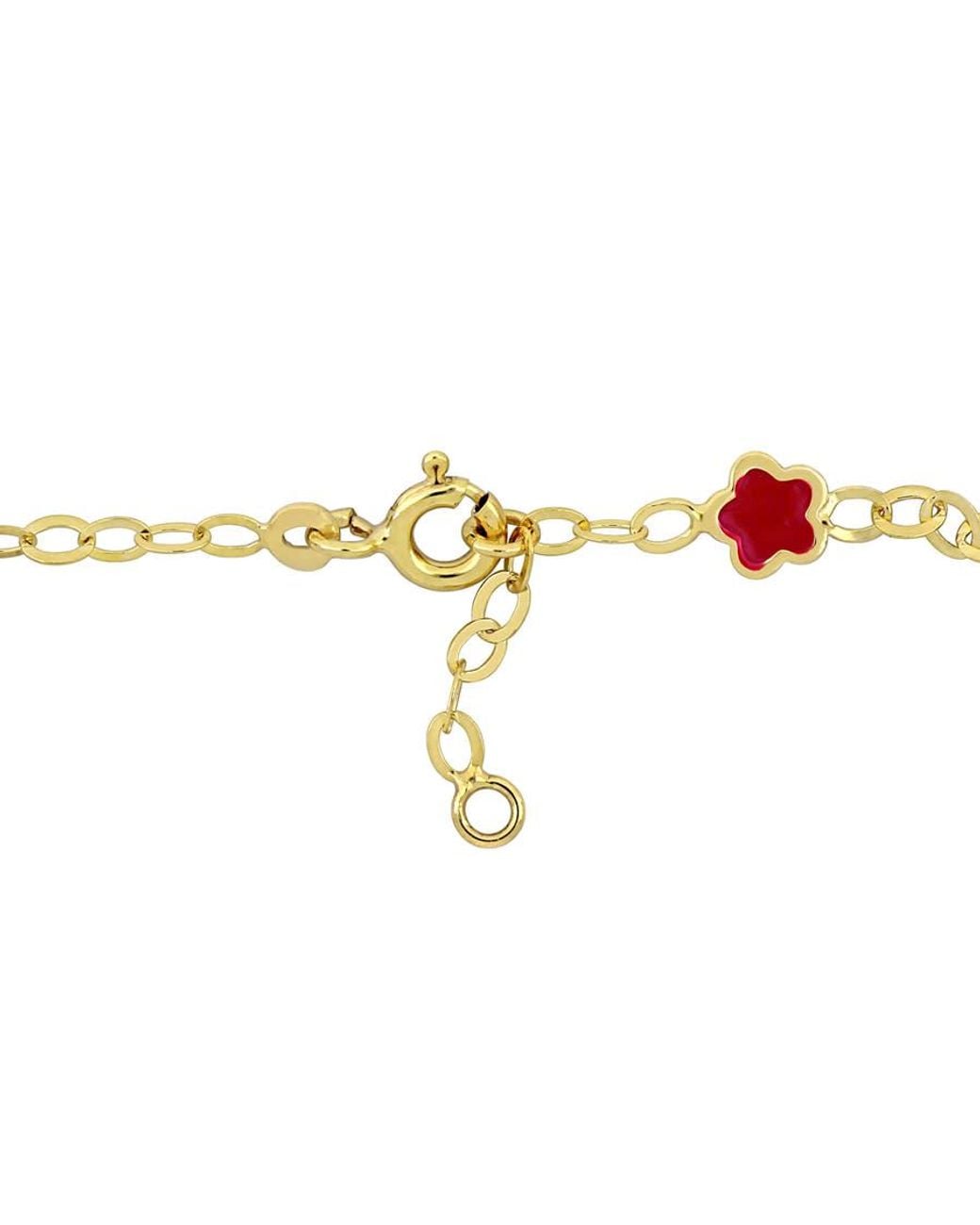 Amour Metallic Enamel Flower Charm Station Bracelet