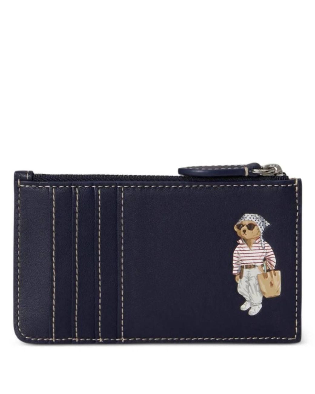 Polo Ralph Lauren Blue Polo Bear Leather Card Case for men