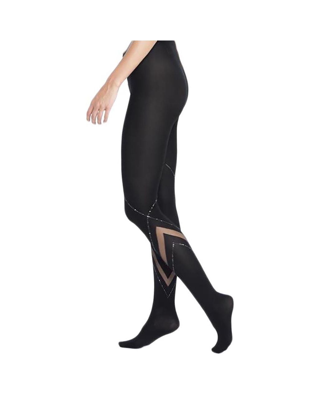 Wolford Black Ladies/Hematite Avery Opaque And Sheer Tights