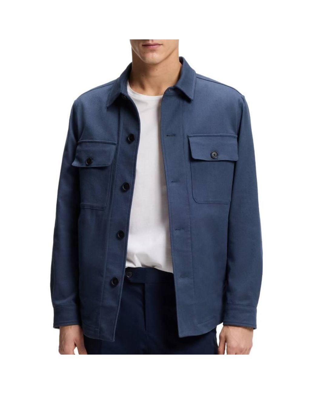 Boss Blue C-Carper Stretch-Cotton Twill Overshirt, Brand Size 54 Us for men