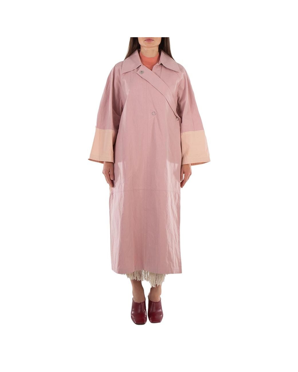 Jil Sander Pink Crop Sleeved Mid-Length Trench Coat, Brand Size 36 (Us Size 4)