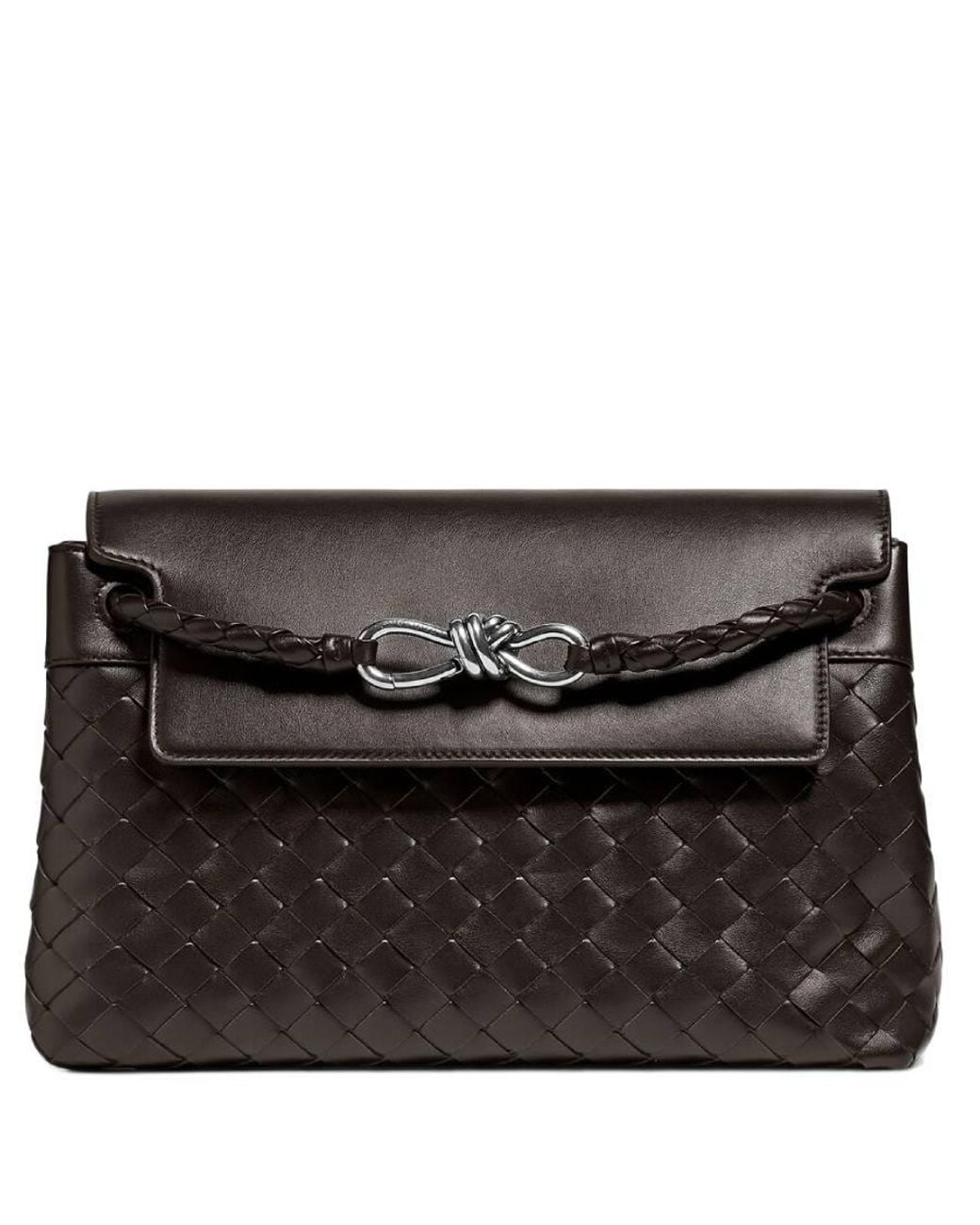 Bottega Veneta Black Small Andiamo Intrecciato Messenger Bag for men