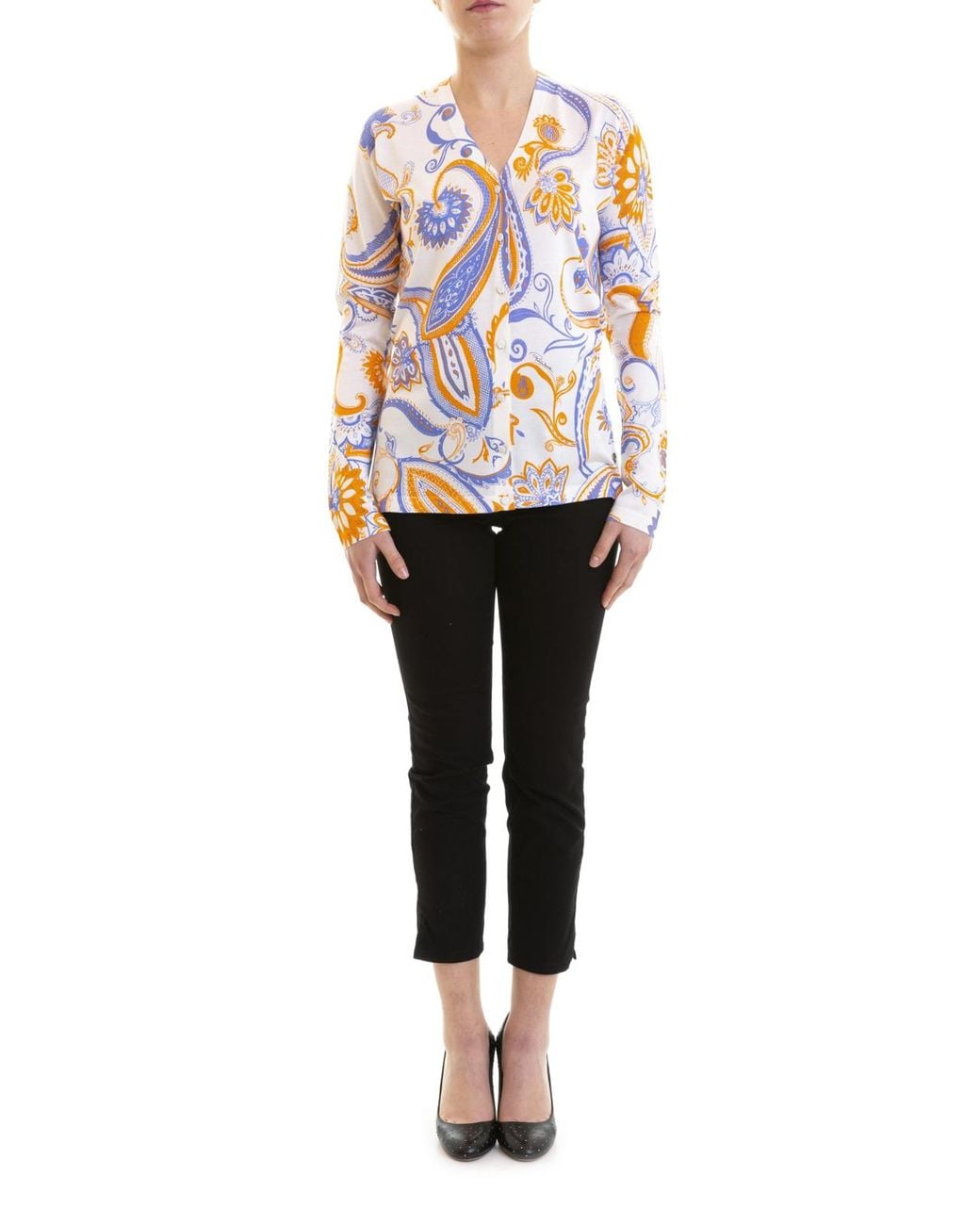 Roberto Cavalli White Silk Paisley Print Cardigan, Brand Size 38 Us for men