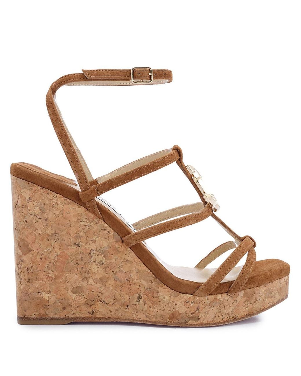 Jimmy Choo Brown Ladies Cuoio Suede Jc Emblem 110 Wedges