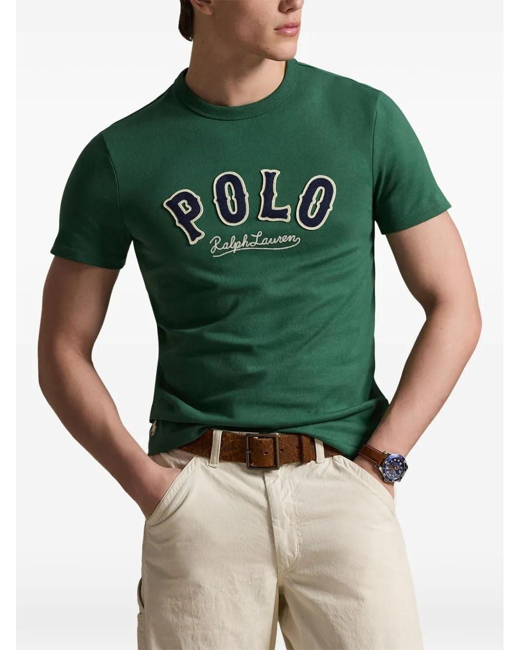 Polo Ralph Lauren Green Western Logo Slim-Fit T-Shirt for men