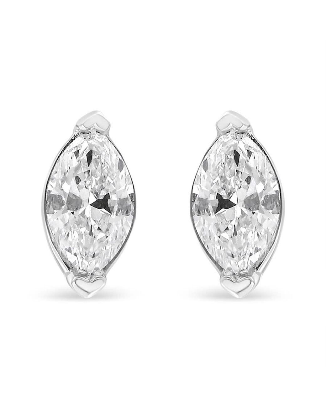 Haus of Brilliance Metallic 14K 4/5 Cttw Marquise Lab Grown Diamond Solitaire Stud Earrings for men