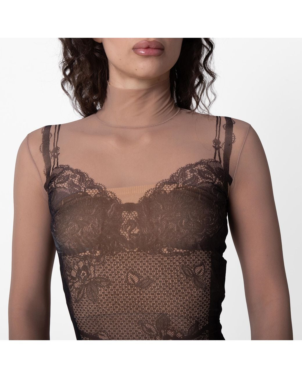 Balenciaga Brown Trompe L'Oeil Lingerie Top