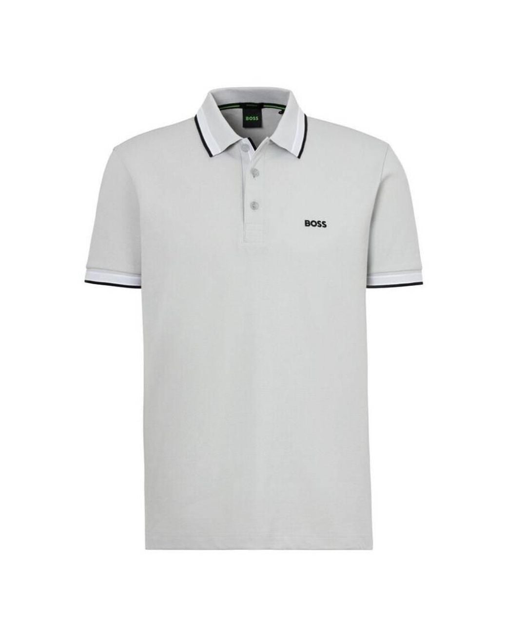 Boss Gray Paddy Logo Detail Cotton Polo Shirt