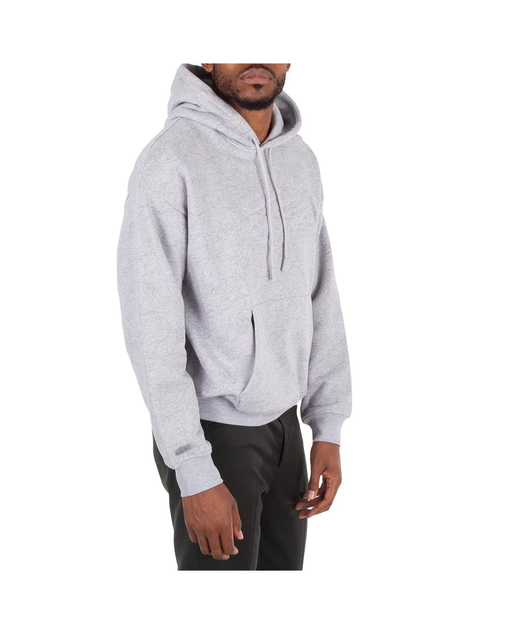 Lacoste Gray Relaxed Fit Floral Print Cotton Hoodie for men