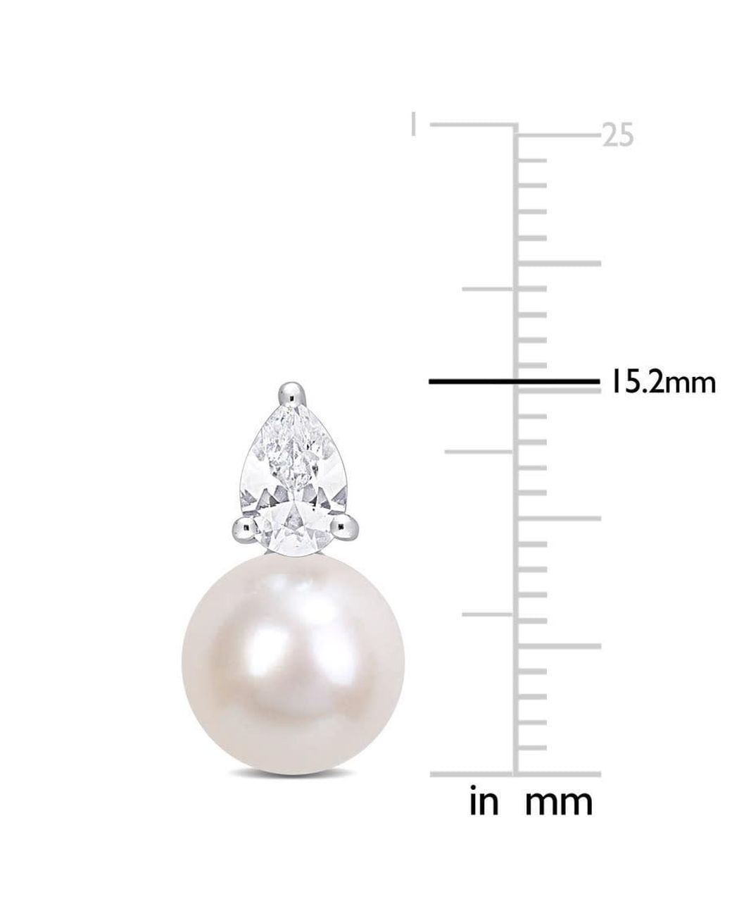Amour White 8.5-9Mm Freshwater Cultured Pearl And 1 1/3 Ct Tgw Created Sapphire Stud Earrings for men