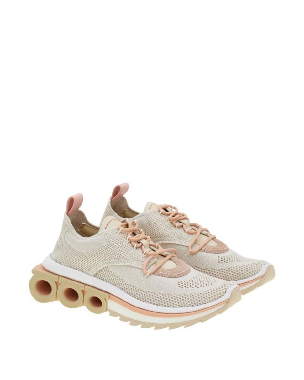 Ferragamo White Nama Knit Running Sneakers for men
