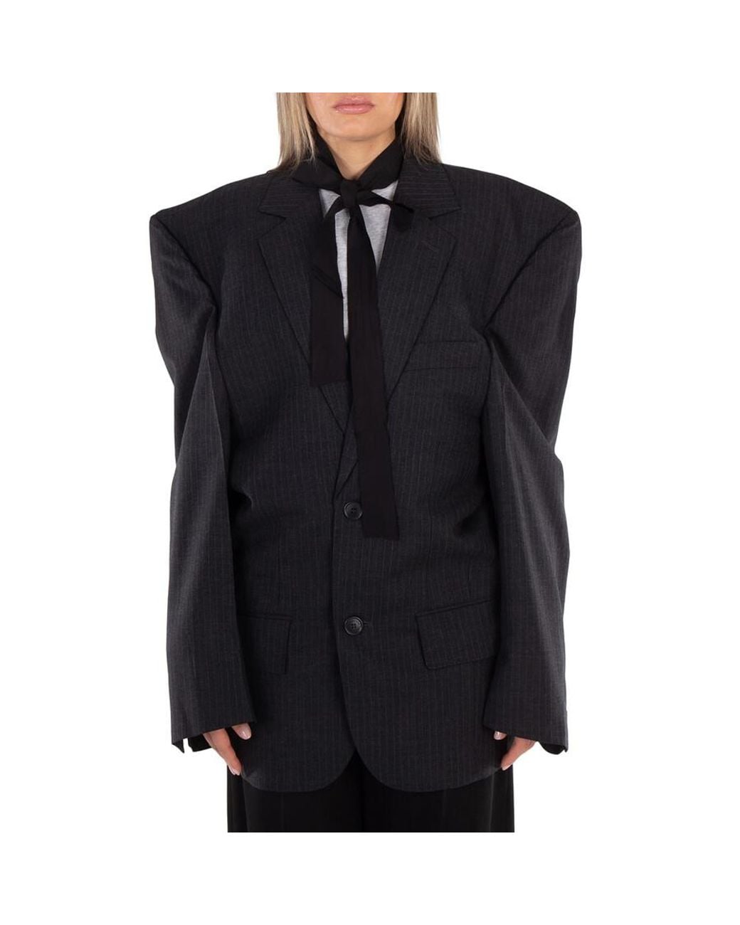 Balenciaga Ladies Anthracite Cut Away Boxy Blazer Brand Size 1 In balenciaga-ladies-anthracite-cut-away-boxy-blazer-brand-size-1-in