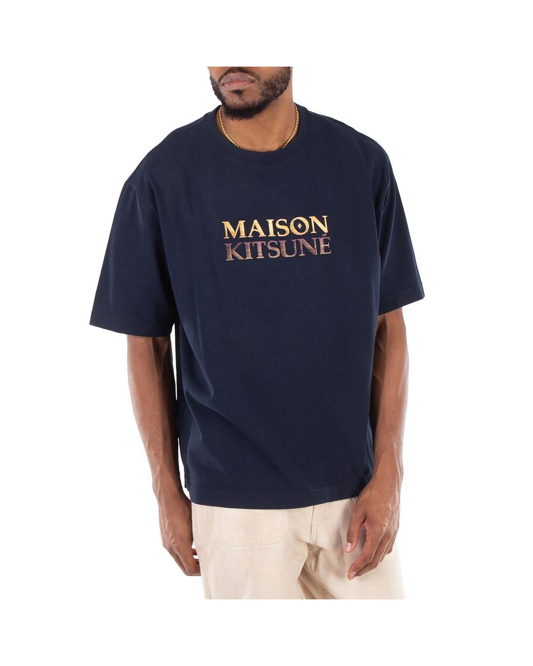 Maison Kitsuné Blue Gradient Logo Oversized T-Shirt for men