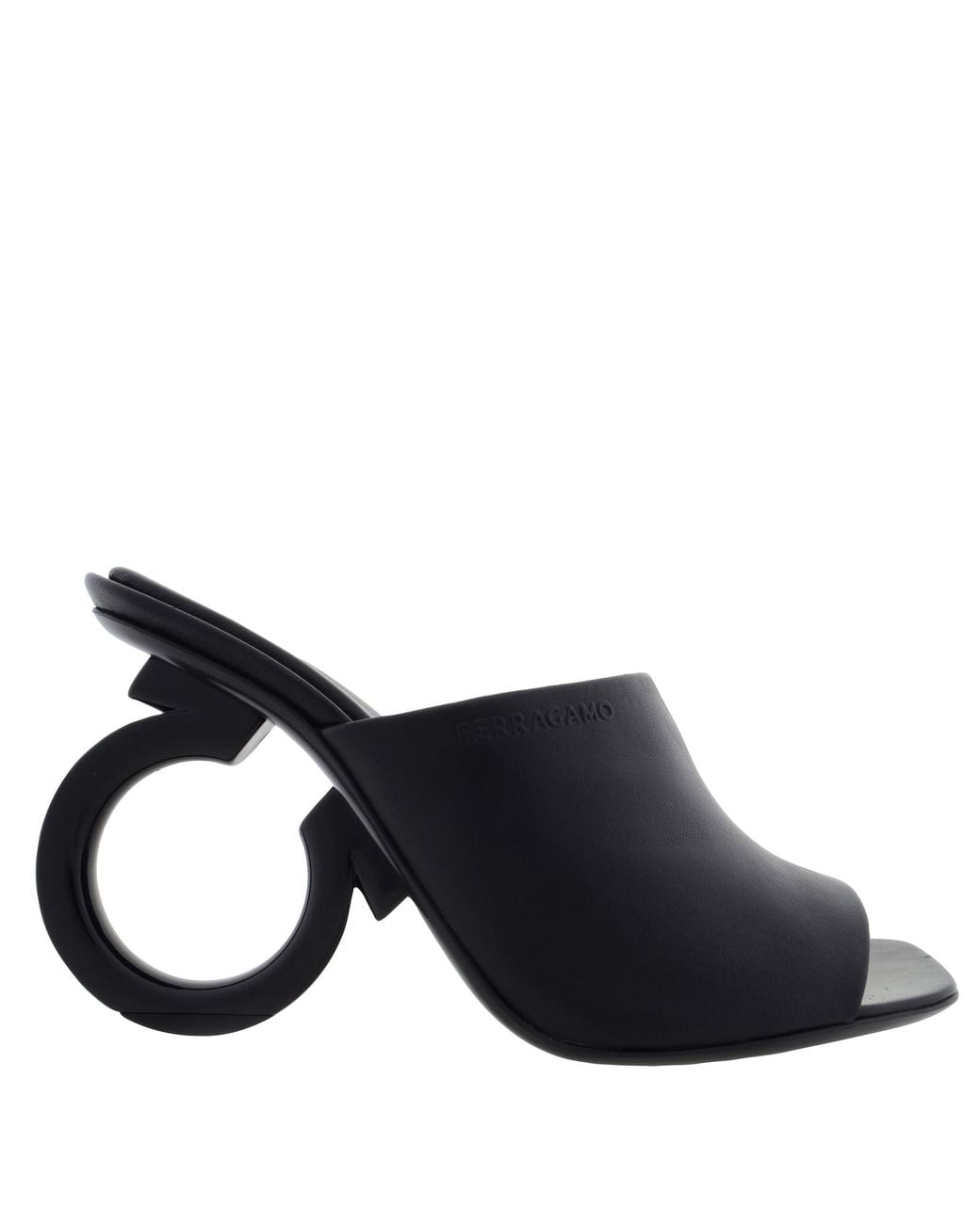 Ferragamo Black Astro Nappa Heeled Mules