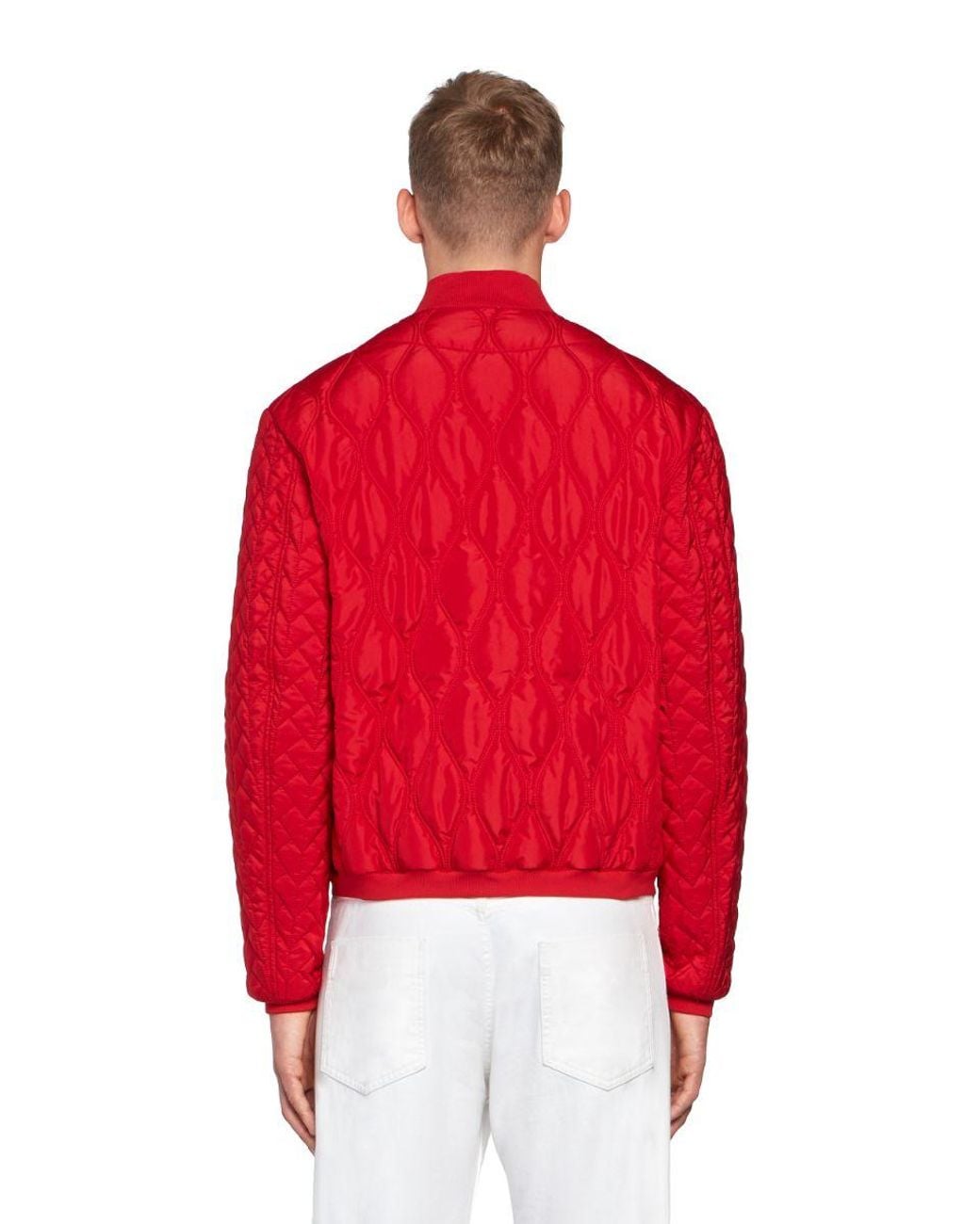 Roberto Cavalli Red Ruby Animalier Quilted Bomber Jacket, Brand Size 46 (Us for men