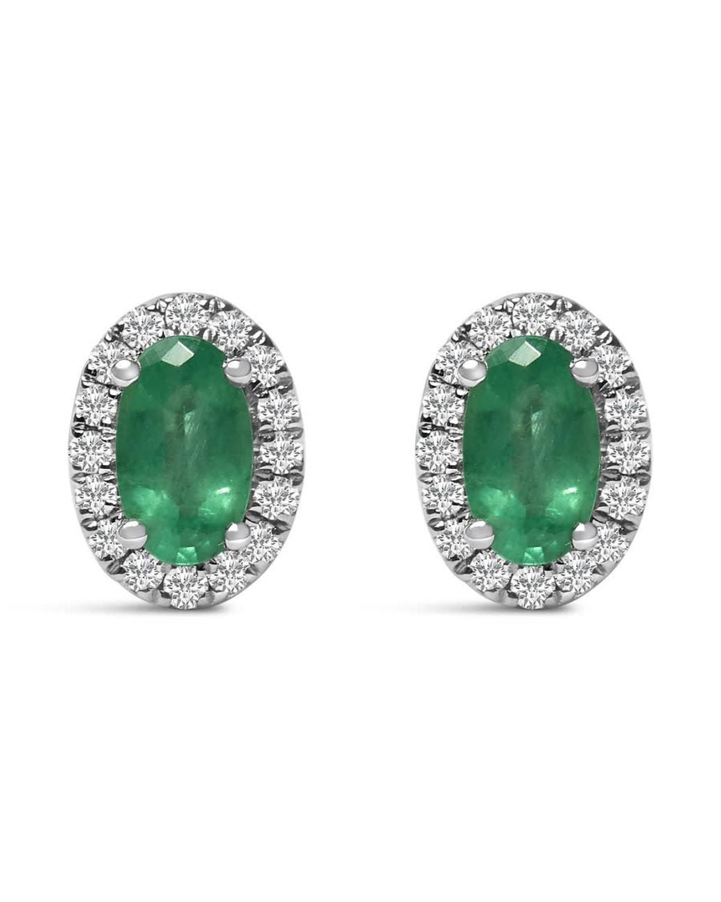 Haus of Brilliance Green 10K 5X3 Mm Oval Emerald And Diamond Halo Stud Earrings (I-J Color, I1-I2 Clarity) for men