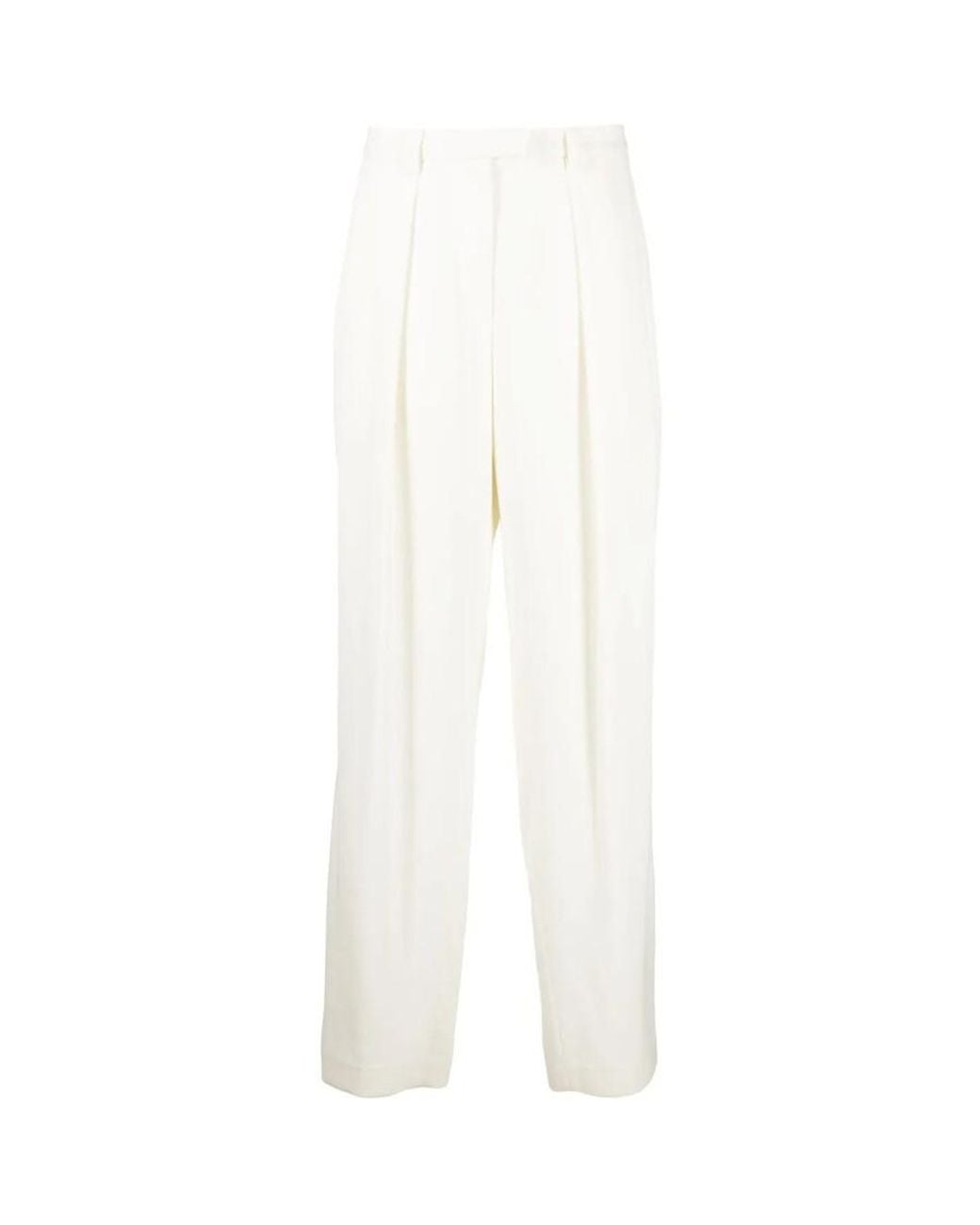 Brunello Cucinelli White Natural Wool Blend Pleated Trousers, Brand Size 42 (Us for men