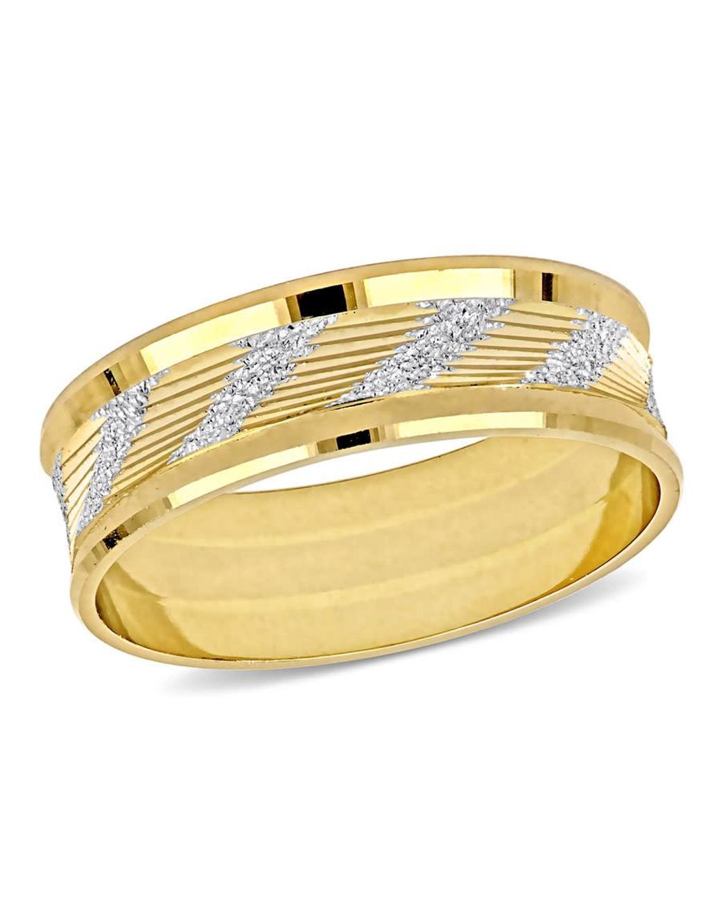 Amour Metallic 6Mm Ribbed And Striped Curved Wedding Band for men