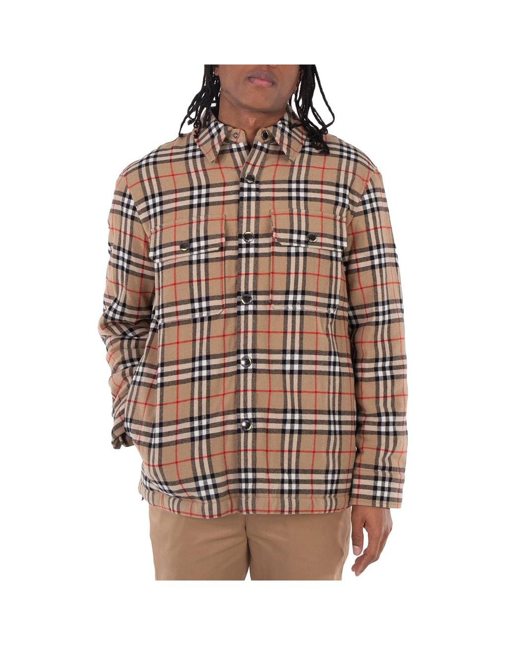Burberry Brown Archive Vintage Check Wool Cotton Overshirt for men