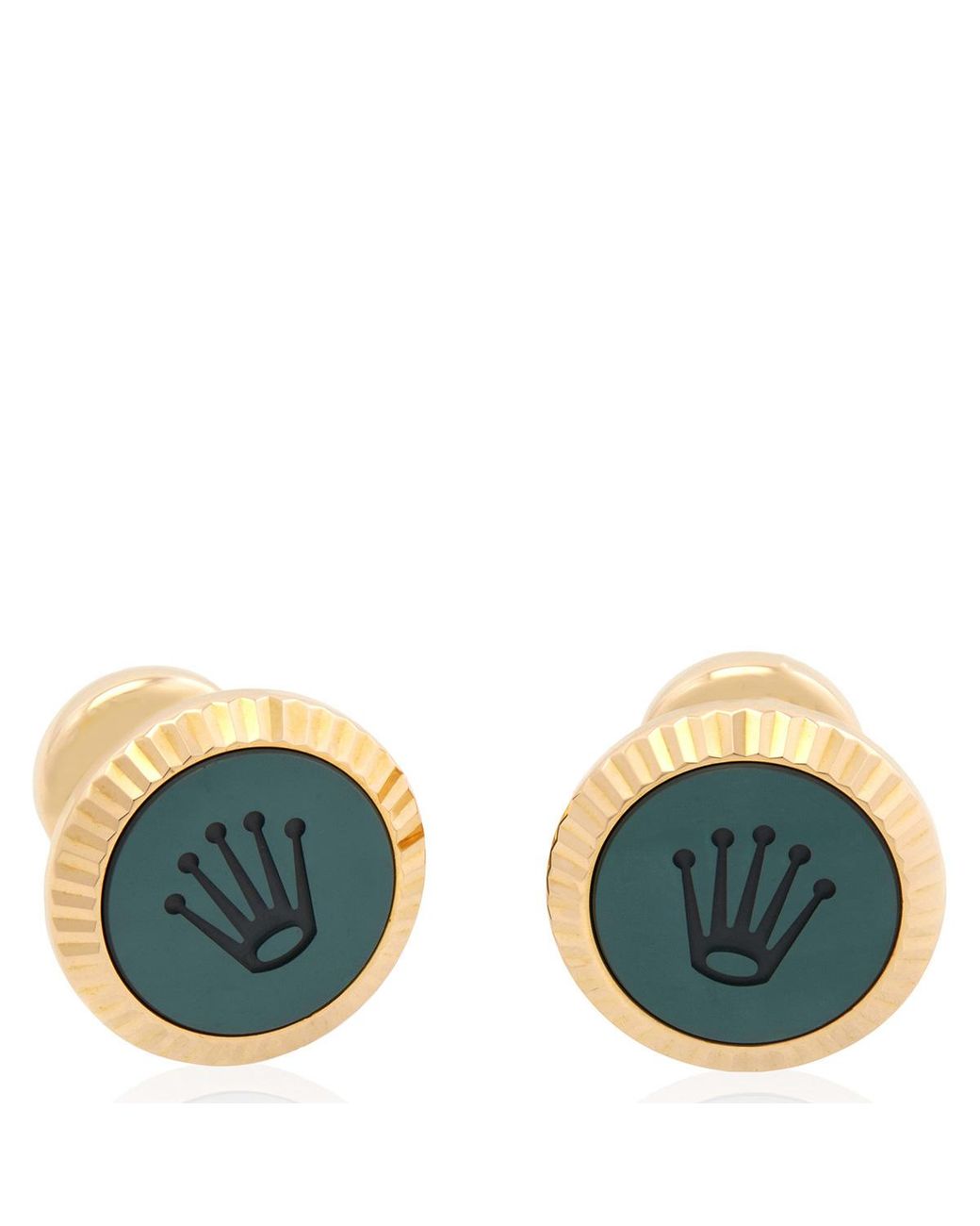 Rolex Metallic 18 Kt Fluted Cufflinks for men