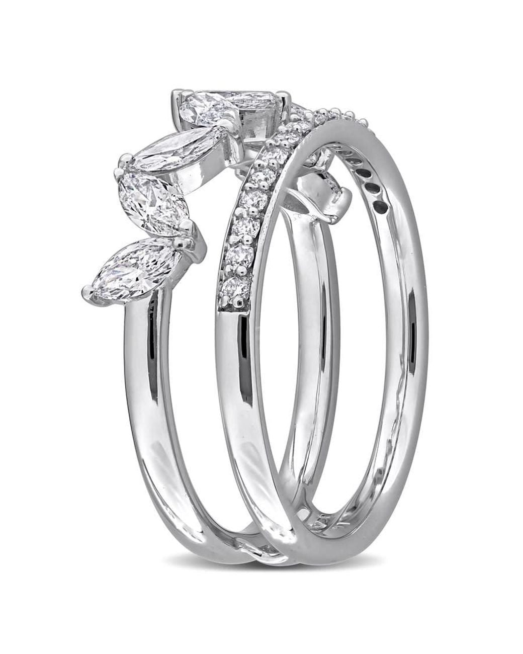 Created Forever Metallic 7/8Ct Tw Marquise-Cut And Round Lab-Grown Diamond Open Design 2-Row Fashion Band for men