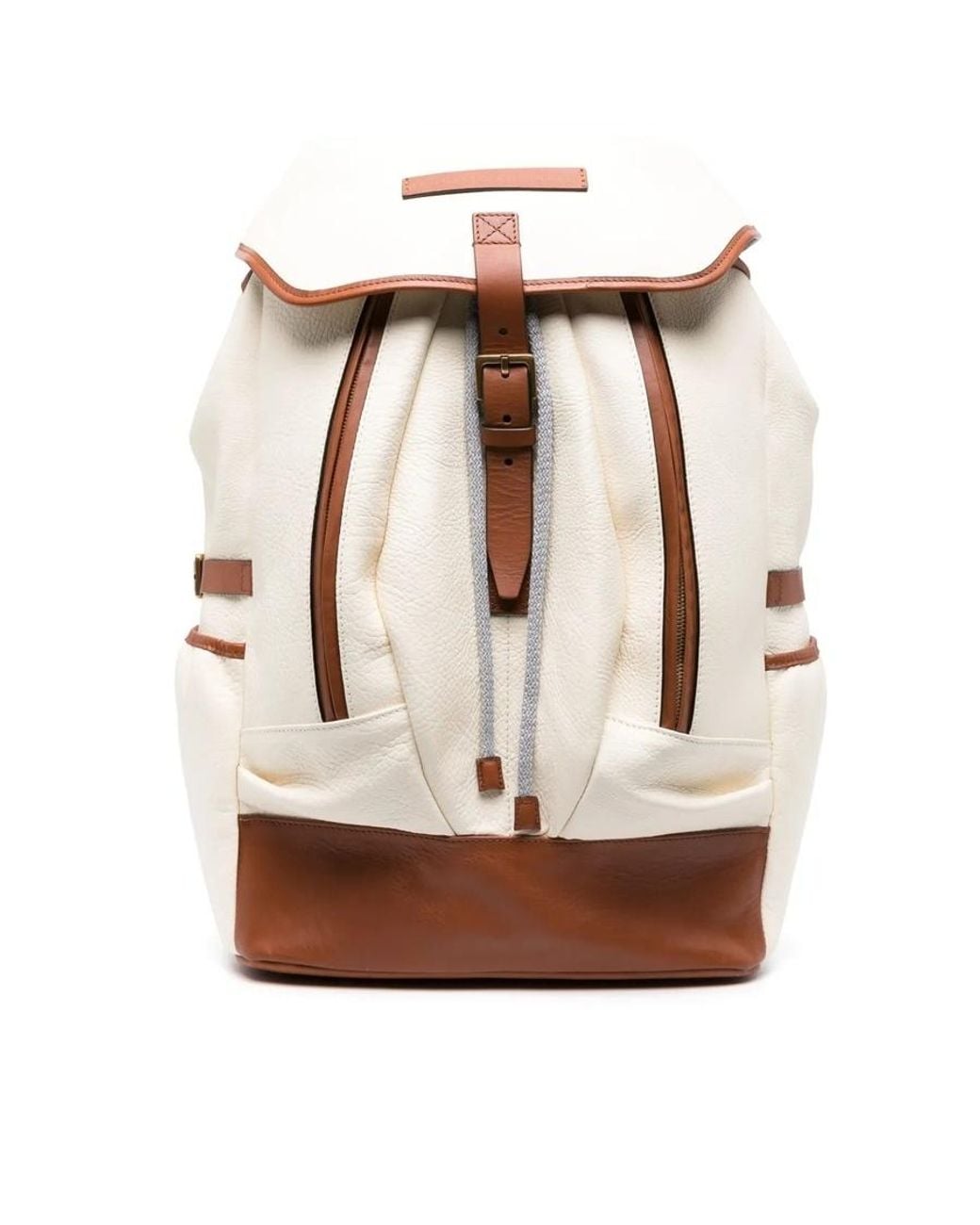 Brunello Cucinelli Brown Off Leather Backpack for men