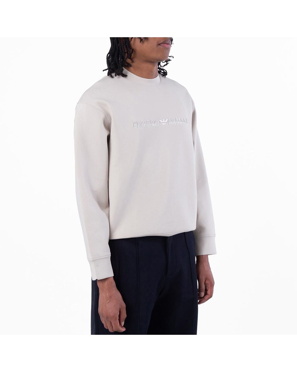 Emporio Armani Gray Felpa Logo-Print Sweatshirt for men