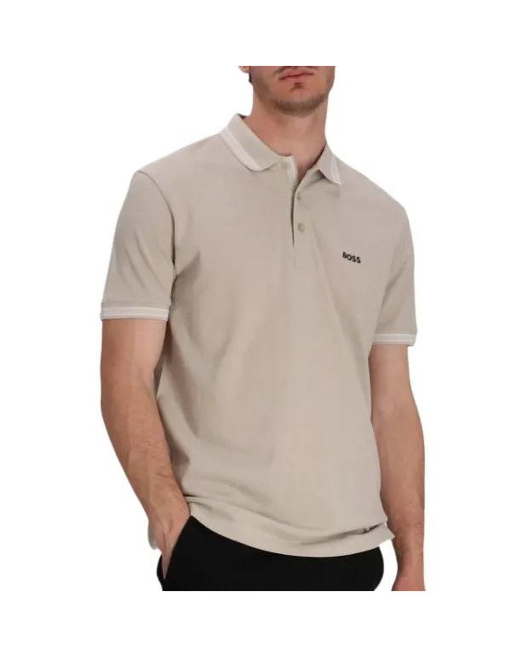 Boss Natural Paddy Logo Detail Cotton Polo Shirt for men