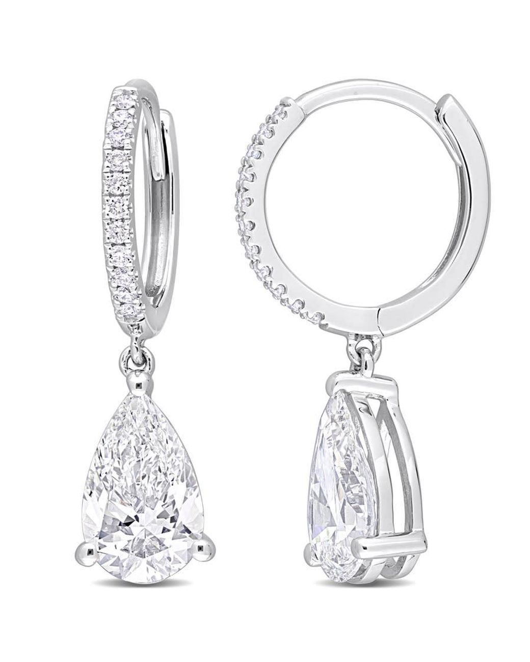 Created Forever White 2 1/10 Ct Tw Pear & Round Lab Created Diamond Huggie Charm Earrings for men