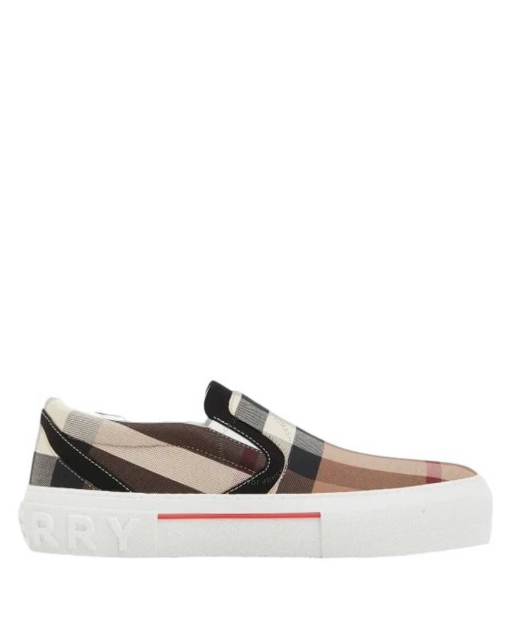 Burberry Curt Giant Vintage Check Slip-on Sneakers in Brown for Men | Lyst