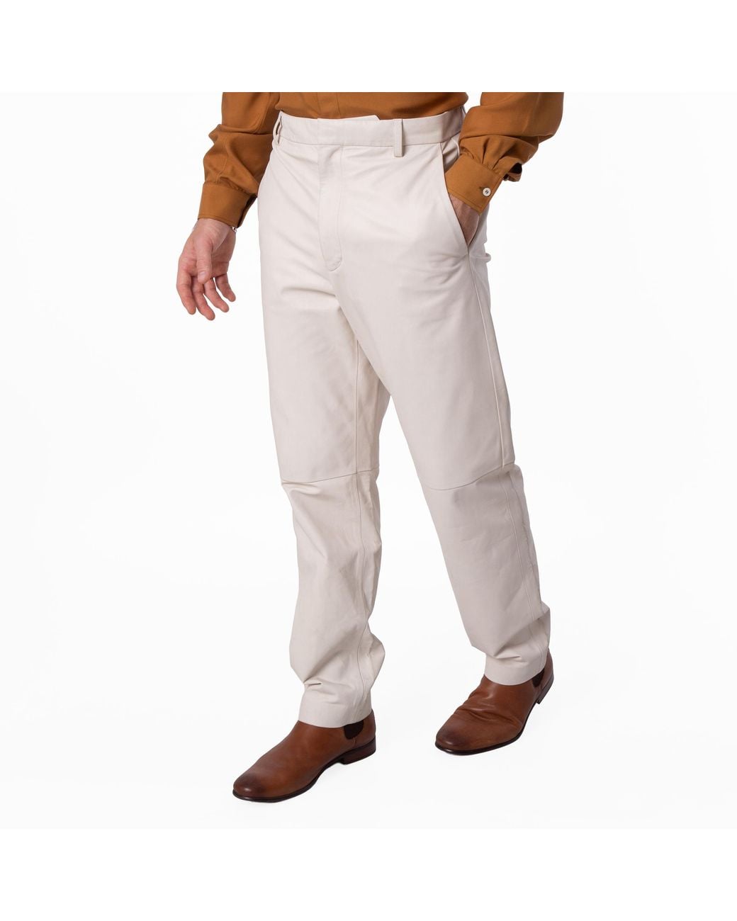 Bally Natural Light Bone Leather Trousers for men